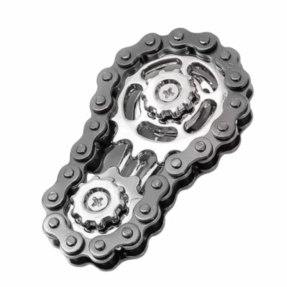 クリエイティブなフライホイールフィジェットスピナー、メタルスピニングトップ、バイクチェーンスピナー、感覚遊びDIYスプロケット、指先ジャイロ、パーティーの記念品