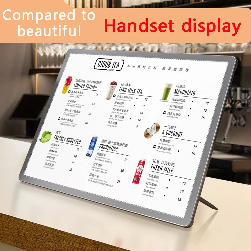 

Milk tea shop luminous menu display lightbox ordering plate price list design and production ultra-thin desktop LEDA3A4