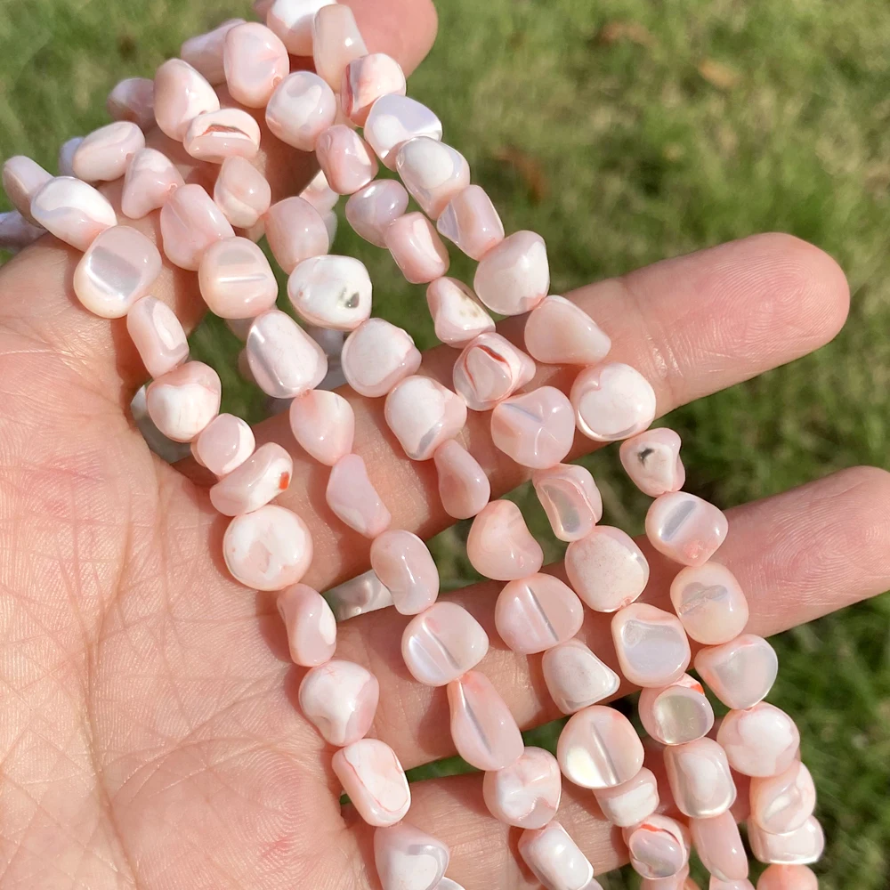 Natural Macaron Shell Beads 7-8mm Cube Flat Irregular Round Loose Spacer Beads Crafts for DIY Jewelry Bracelet Necklace Making