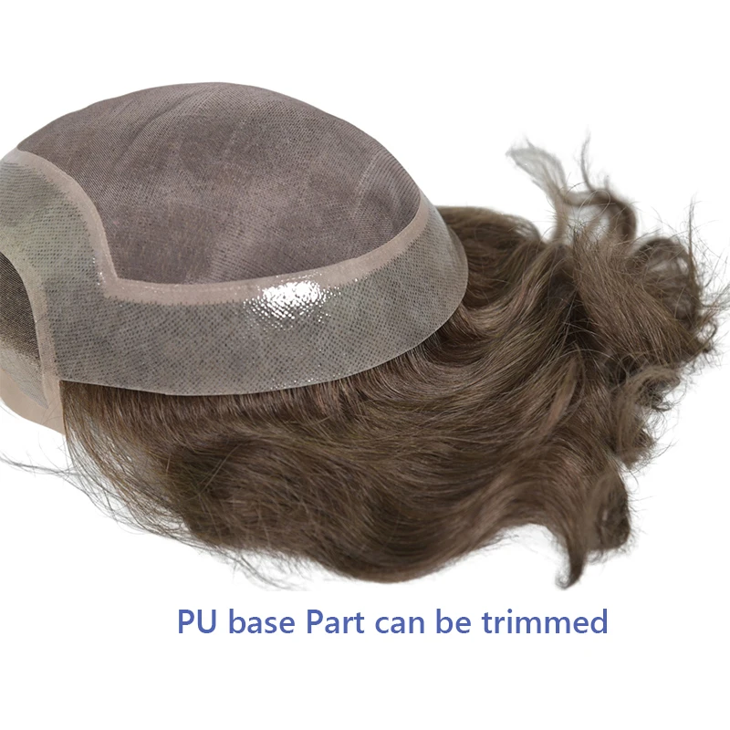 Lace PU Perücke Langlebiges Haarsystem für Männer Französische Lace-Front Herren-Toupet Haarteil Natürlicher Haaransatz Echthaar-Toupet für Männer – Detail 6