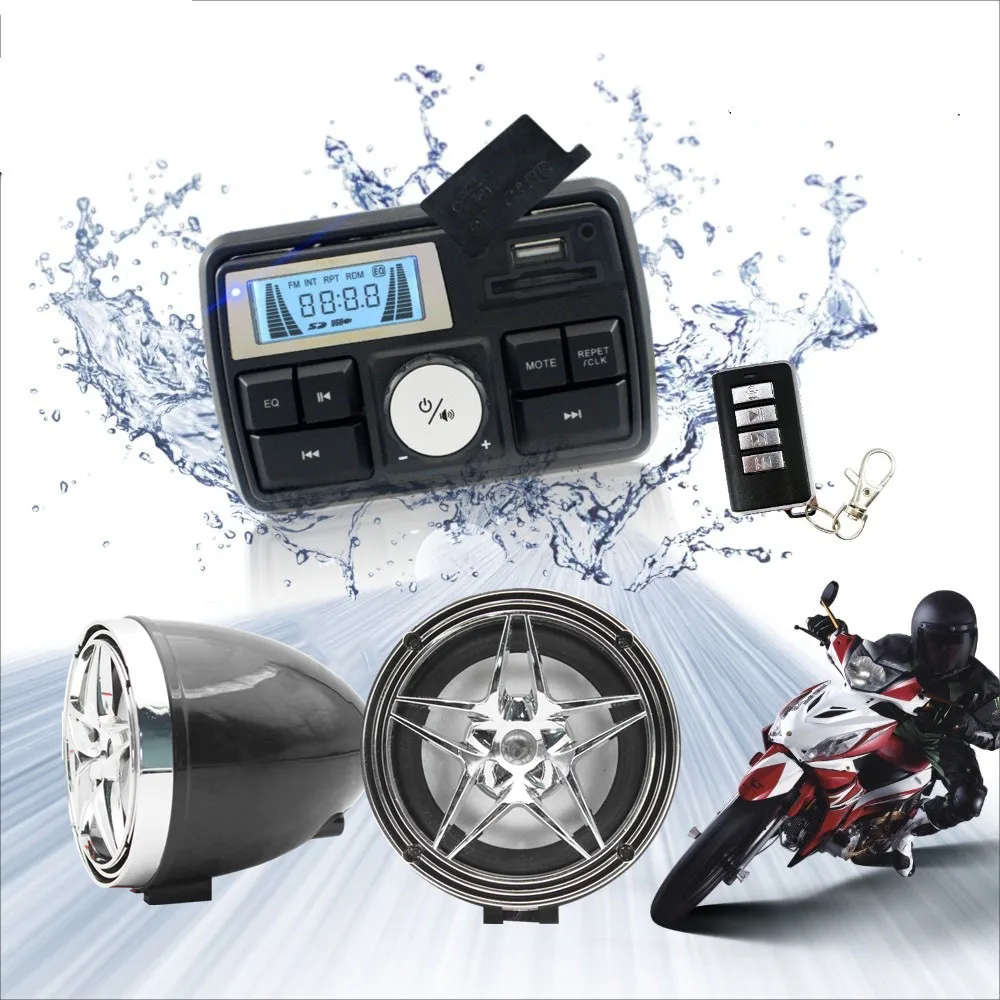 

12V Radio 3 inch Motorcycle ATV UTV Golf Cart Waterproof Anti-Theft Bluetooth Speaker USB TF U Disk FM Radio Stereo System