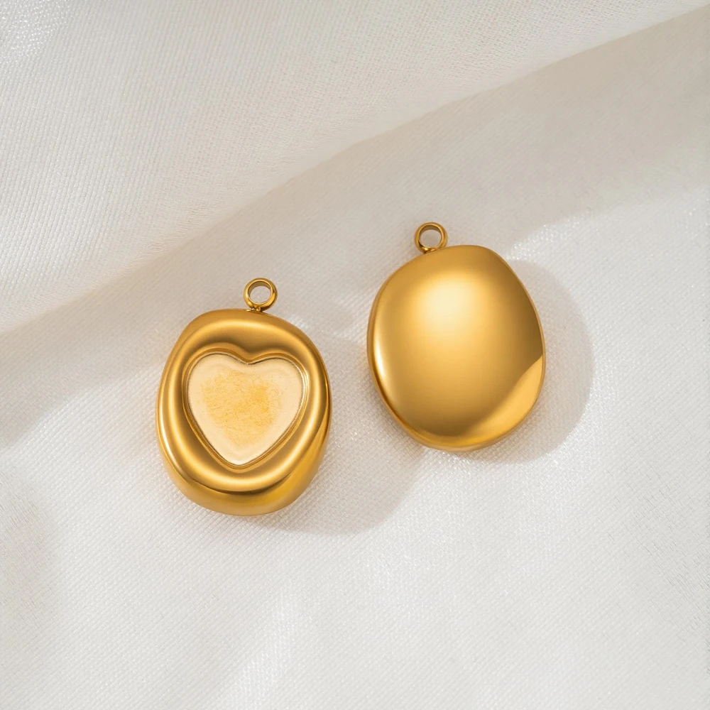 5 Stück Edelstahl Herz Oval Blanko Fassung Anhänger Blumenrand Fassungen Cabochon-Basis DIY Halsketten Anhänger Basis Schmuckherstellung – Detail 4