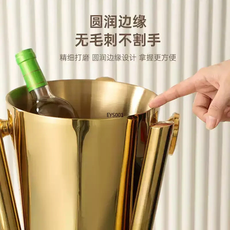 stainless steel ice Bucket vertical light luxury champagne bUcket with shelf set bar household ice bucKet red wine bucket