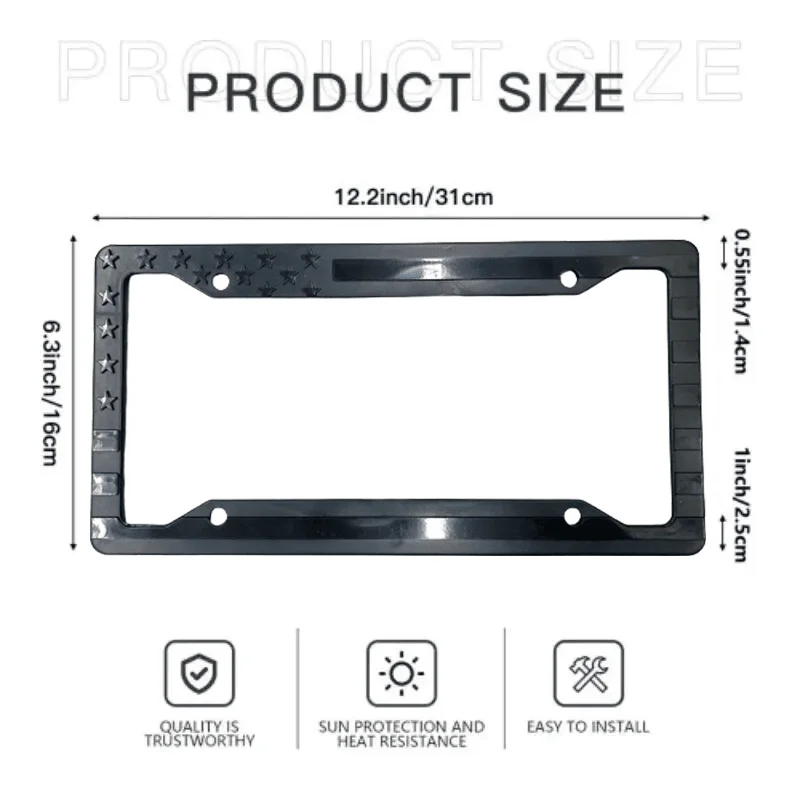 1X Black 3D USA American Flag License Plate Frame Holder Auto Car Tag Decal ABS - view 3