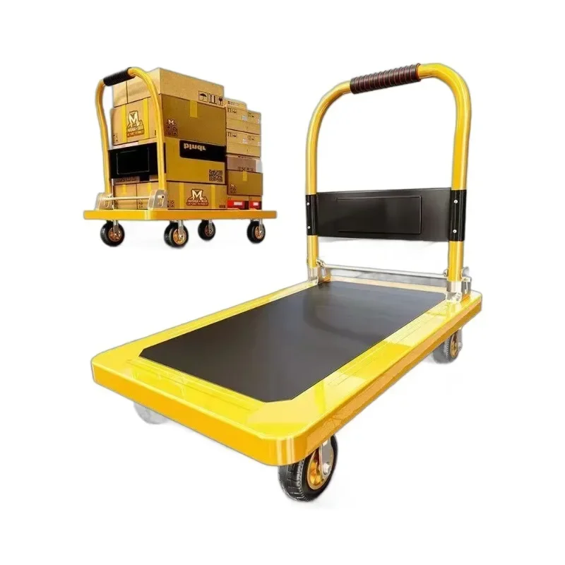 Multi-functional Color steel plate trolley Pull goods trolley Pallet flatcar Portable folding silent