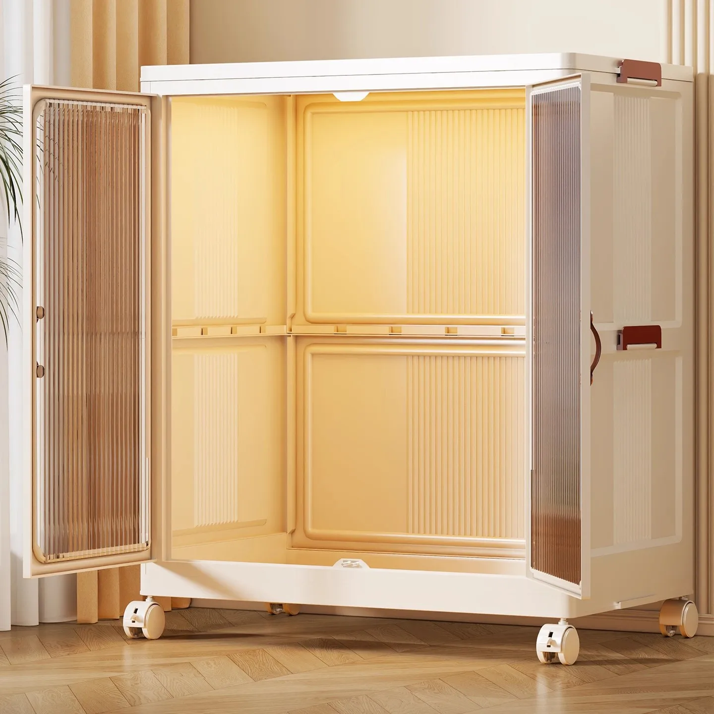 Clothes storage box Large capacity quilt locker Double door oversized baby toy Foldable clothing rack