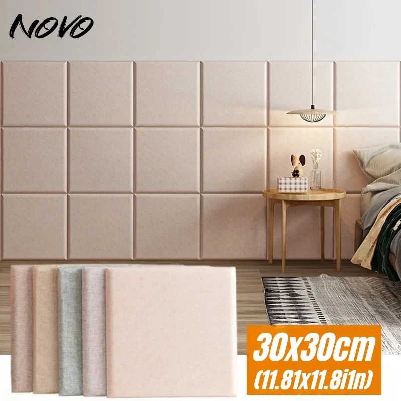 

30×30cm Linen Self Adhesive Wall Stickers Anti-Collision Upholstered 3D for Kids Peel and Stick Wall Panel Headboard Decoration