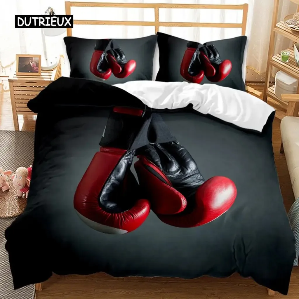 Boxing Games Duvet Cover Set Red Blue Boxing Bedding Set Competitive Sports Boxing Game Double Queen King Polyester Quilt Cover