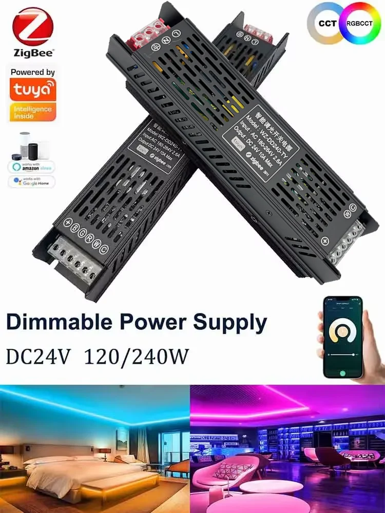 DC24V Zigbee 3.0 LED Dimmbares Netzteil 120W 240W Transformator LED-Treiber Unterstützung Alexa Gooogle Home für CCT/RGBCCT LED-Streifen