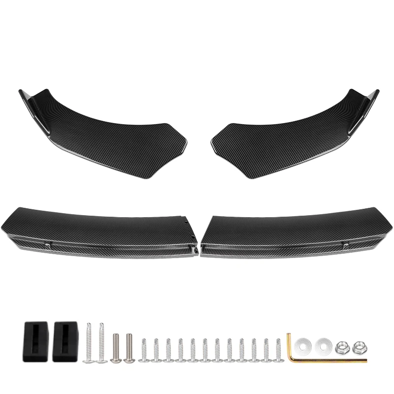 Accessori per auto paraurti anteriore universale per auto Kit corpo Spoiler Splitter diffusore 4 pezzi Splitter in fibra di carbonio bianco plastica