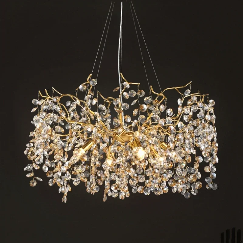 

New Design Sunflower Crystal Pendant Chandelier for Living Dining Room Bedroom Idoor LED Lighting Lustre Luxury Suspension Lamp