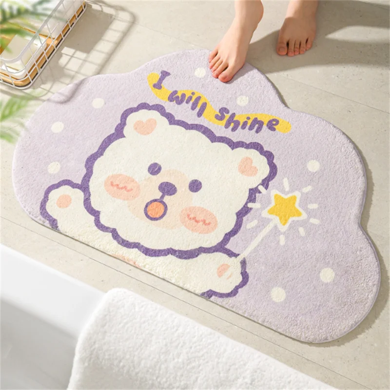 40x60cm Bathroom Floor Mat Imitation Cashmere Home Absorbent Non-Slip Entrance Mat Foot Mat for Bathroom