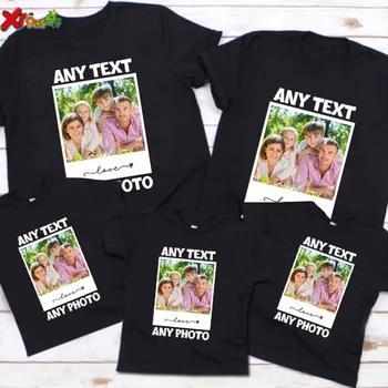 Family T-Shirt Custom Photo Text Logo Customized Shirt Kids Tees Baby Birthday T-Shirt Design T-Shirts Boy Girls Children White