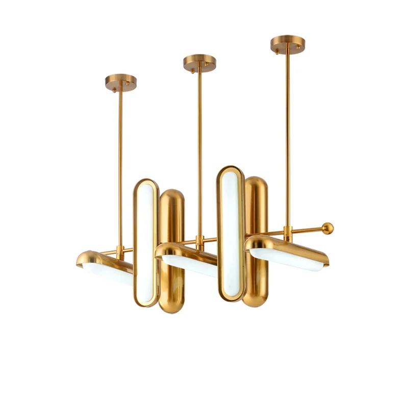 Postmoderne Gouden Art Deco Gouden Ijzeren Glazen Kroonluchter Verlichting Glans Ophanging Armatuur Lampen Voor Eetkamer