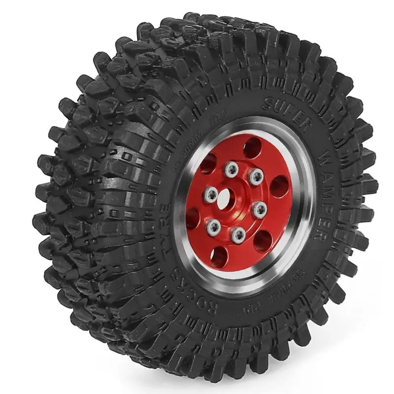 A49K-4Pcs 55Mm 1.0Inch Metal Beadlock Wheel Tire For 1/18 1/24 RC Crawler Car TRX4M SCX24 Upgrade Parts Accessories Brown