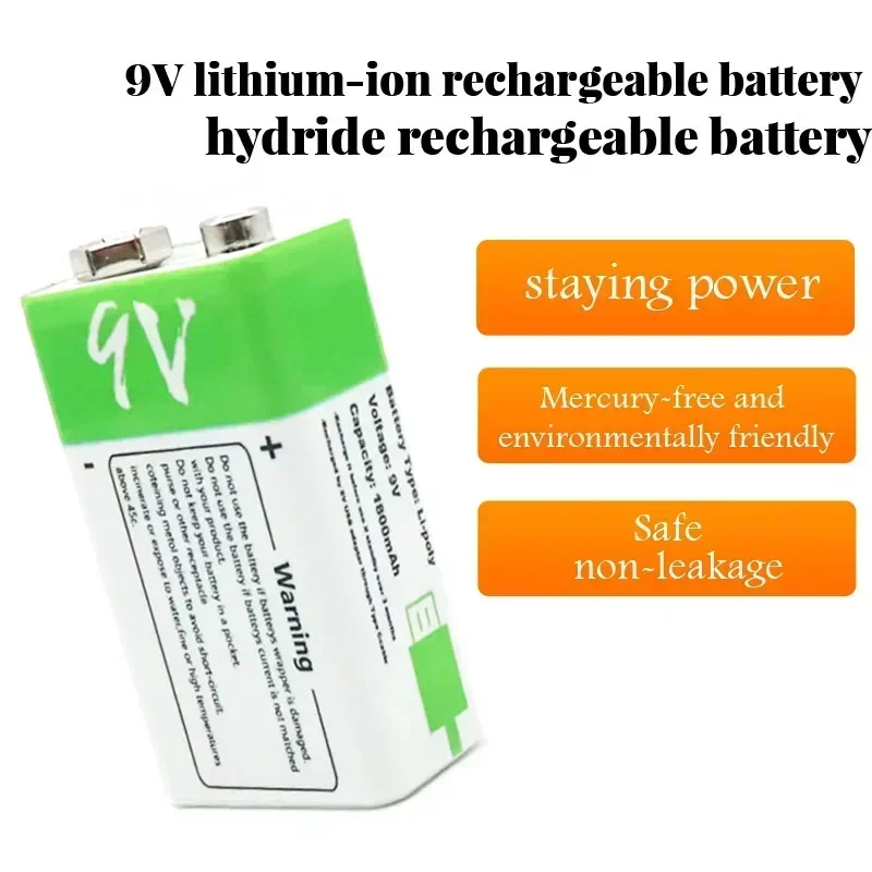 2023 9V 1800mAh Lithium ion Rechargeable Battery Mini USB Battery for Multimeter Mic 9V Lithium ion Toy Remote Control KTV Use