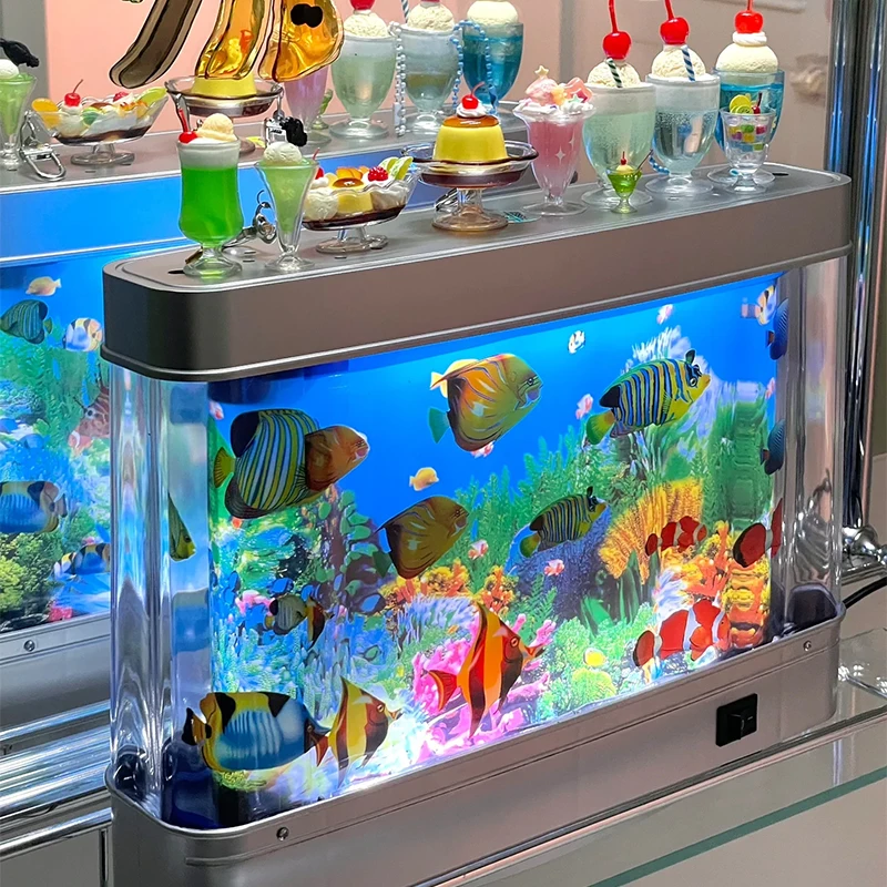 Lámpara de pecera, tanque de acuario falso, luz nocturna decorativa, océano Virtual, lámpara de mesa LED dinámica, decoración de habitación, regalo