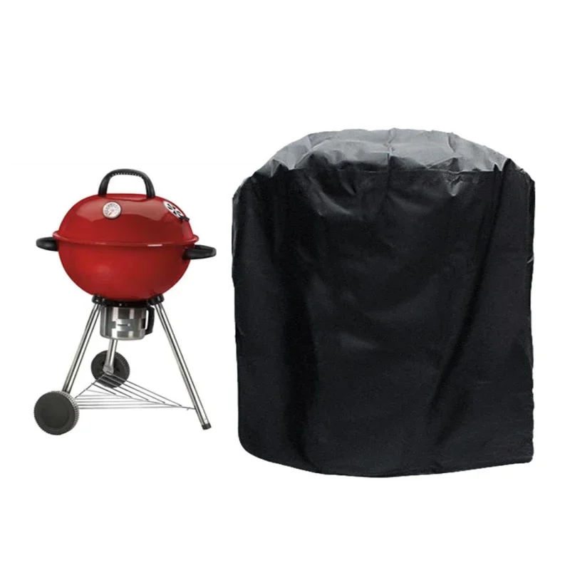 Waterproof Patio Fire Pit Cover Black UV Protector Grill BBQ Shelter Outdoor Garden Yard Round BBQ Cover Canopy Furniture Covers