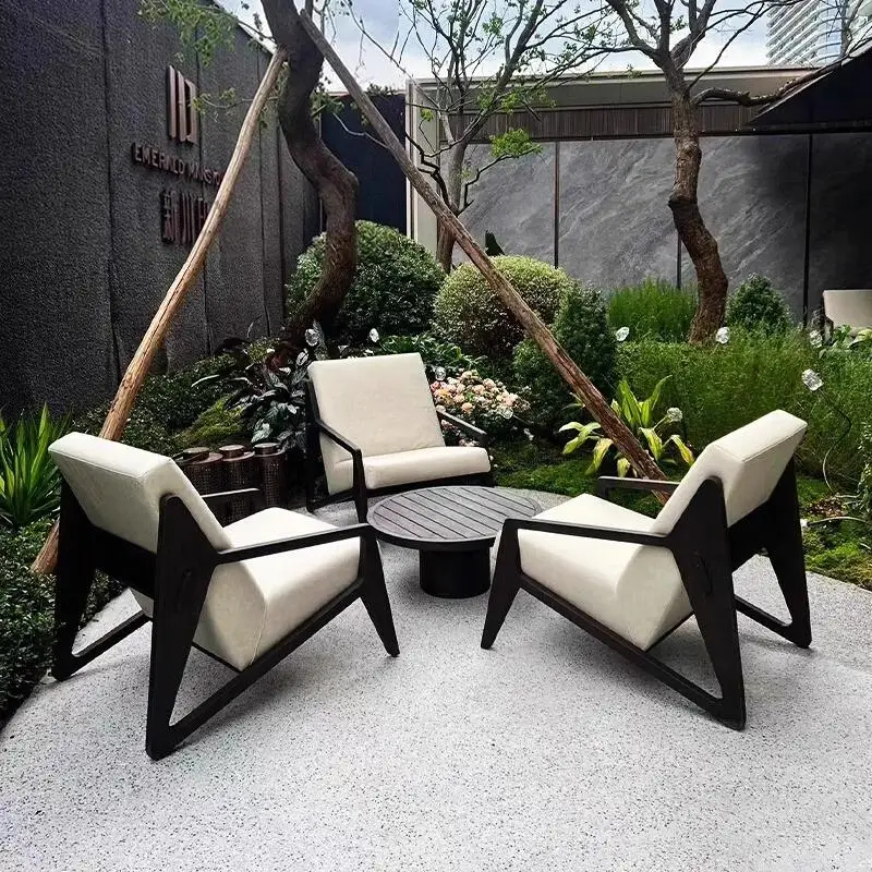 Outdoor leisure new Chinese terrace rain and sun protection combination furniture