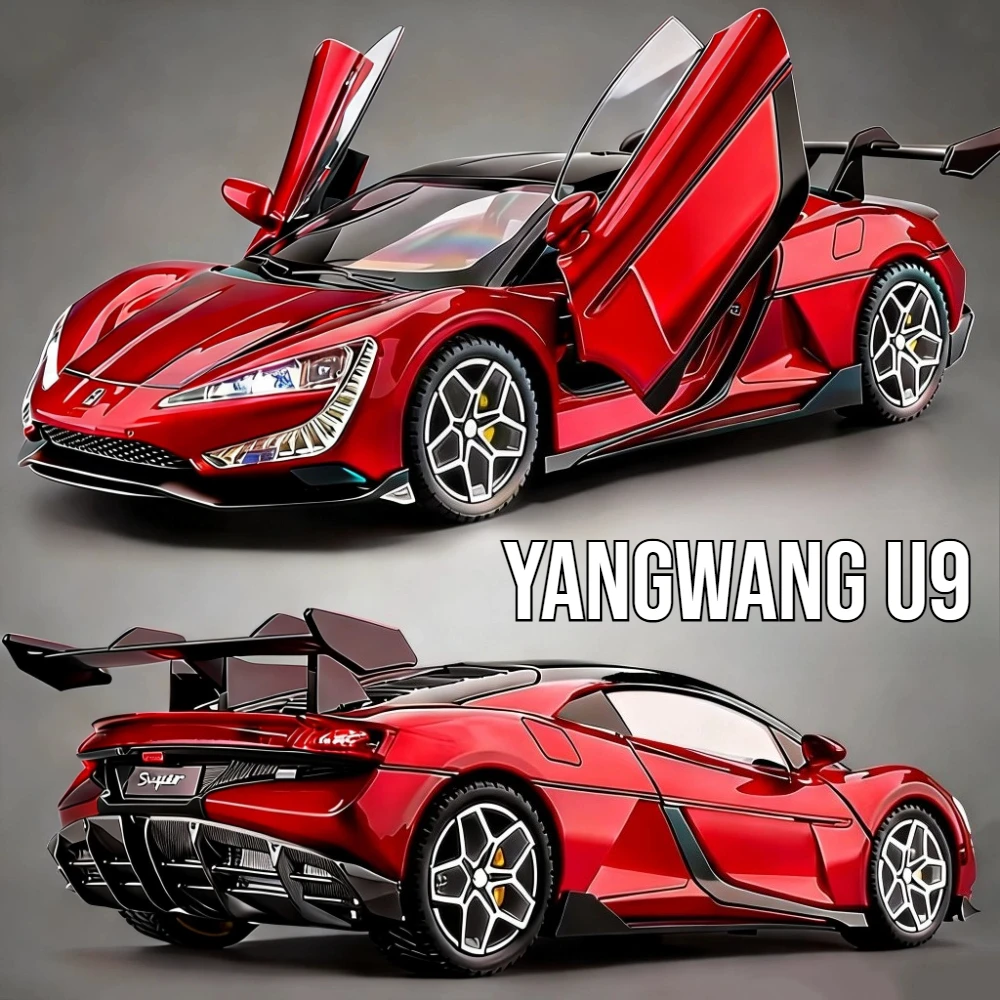 

Scale 1:24 Yangwang U9 SLR 722S Models Toys Cars Alloy Wheel Pull Back Miniature Vehicles Doors Opened Car Birthday Gifts