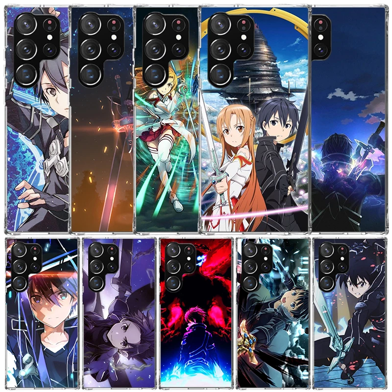 Sword Art Online Anime Phone Case For Samsung Galaxy S22 S23 S24 Ultra S21 S20 FE S10 Plus S10E S9 S8 + S7 Edge Soft TPU Back Co