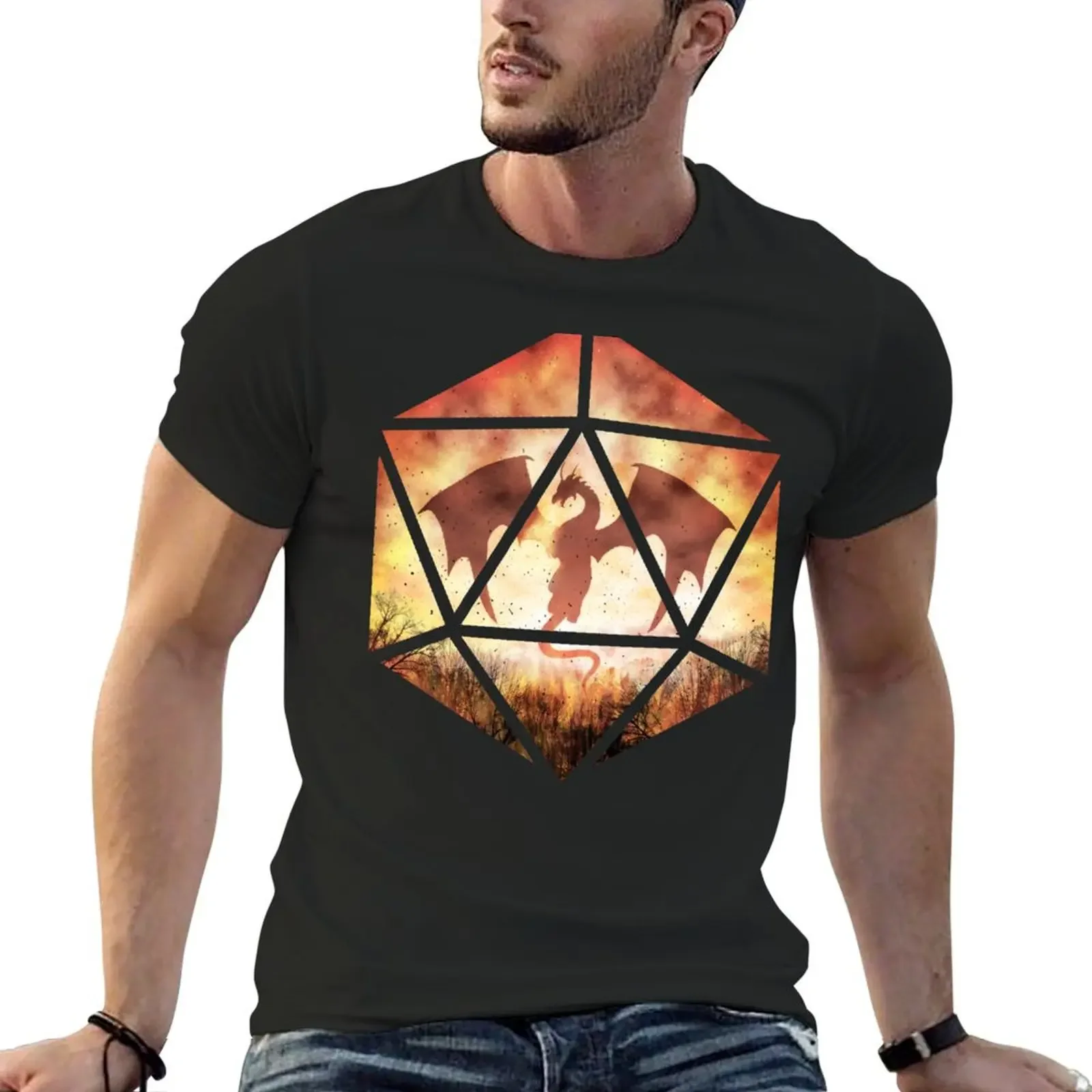 

Fire Dragon D20 T-Shirt oversized customs design your own fruit of the loom mens t shirts