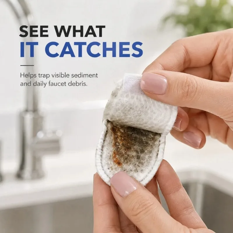 Quick Clean Faucet Filter Bag Anti-spatter Cotton Sock With Adjustable Strap Sediment Separator For Well Spring Daily Water Use