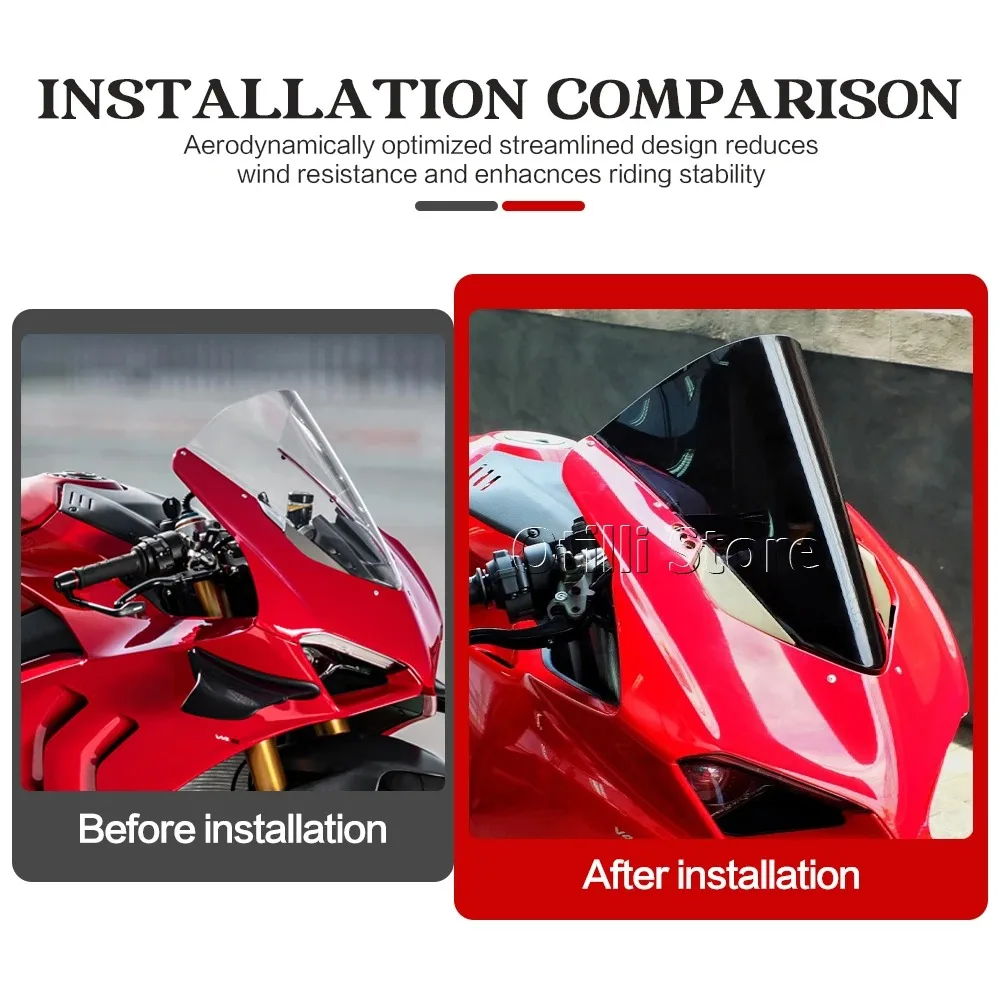 Bild 7: Double Bubble Racing Windschutzscheibe für DUCATI PANIGALE V4 V4S 2020 2021 2022 2023 2024 Acryl-Scheibe Windabweiser