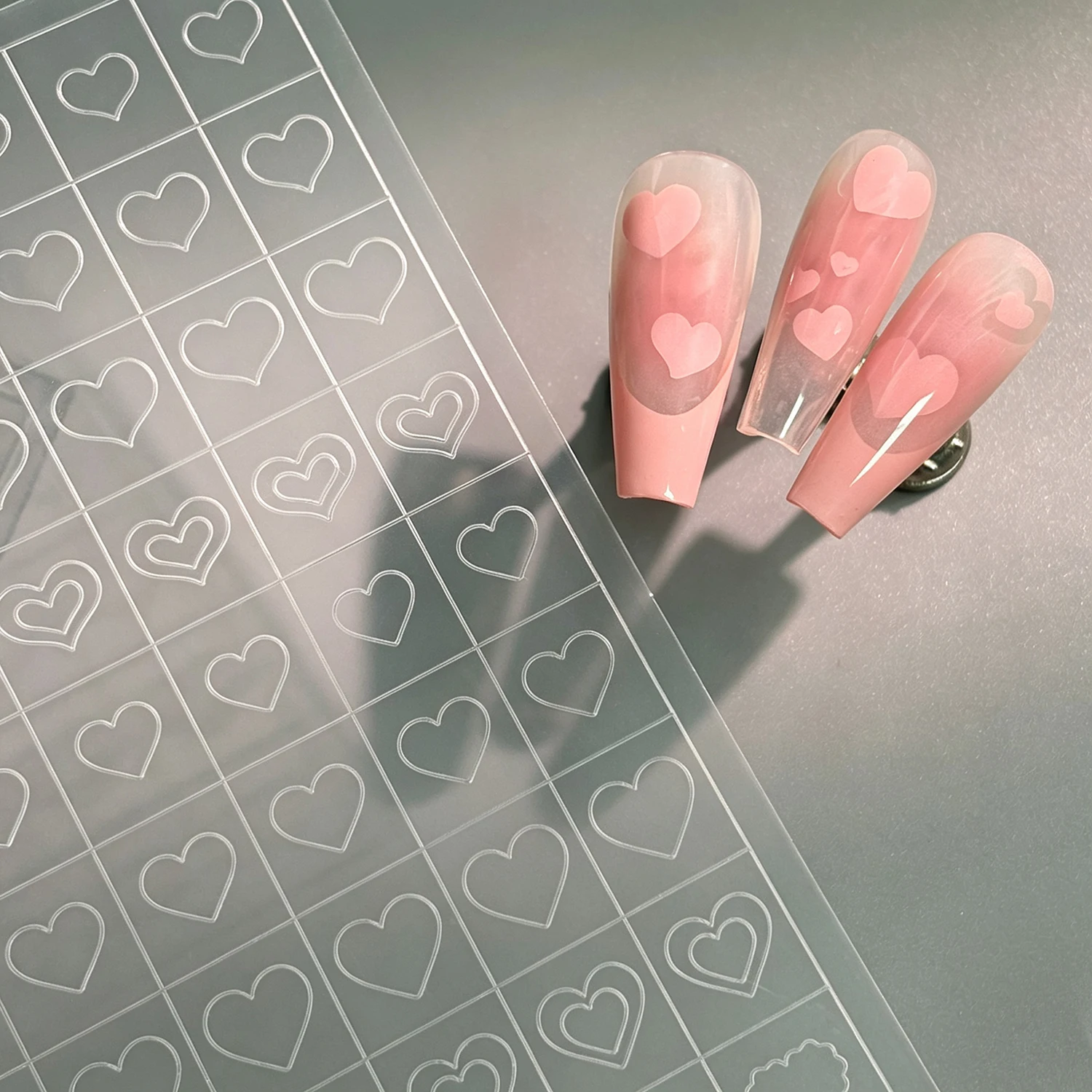 1Pcs Hollow Love-Heart Airbrush Stencil Nail Stickers Butterfly Star French Line Nails Decals Self-Adhesive Manicure Guides Tool