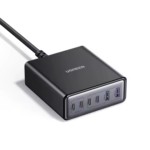 Ugreen 100w 65w gan carregador 6 em 1 desktop portátil carregador rápido para iphone17 16 15 pro max xiaomi samsung tablet macbook ar ipad