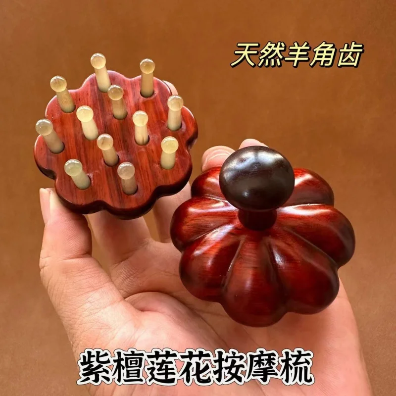 Rosewood , Cow Horn Pumpkin Hand-Held , Meridian Wooden Comb And Back Massage