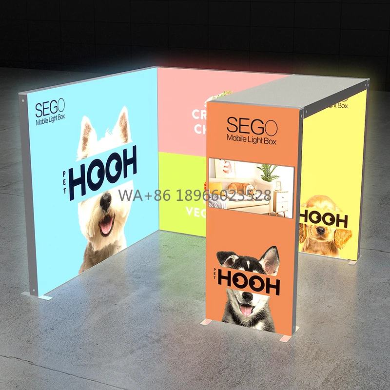 Scatola luminosa mobile SEGO in alluminio modulare di alta qualità 10x10ft Scatole luminose per esposizione di esposizioni commerciali Supporto per cabina espositiva facile da montare