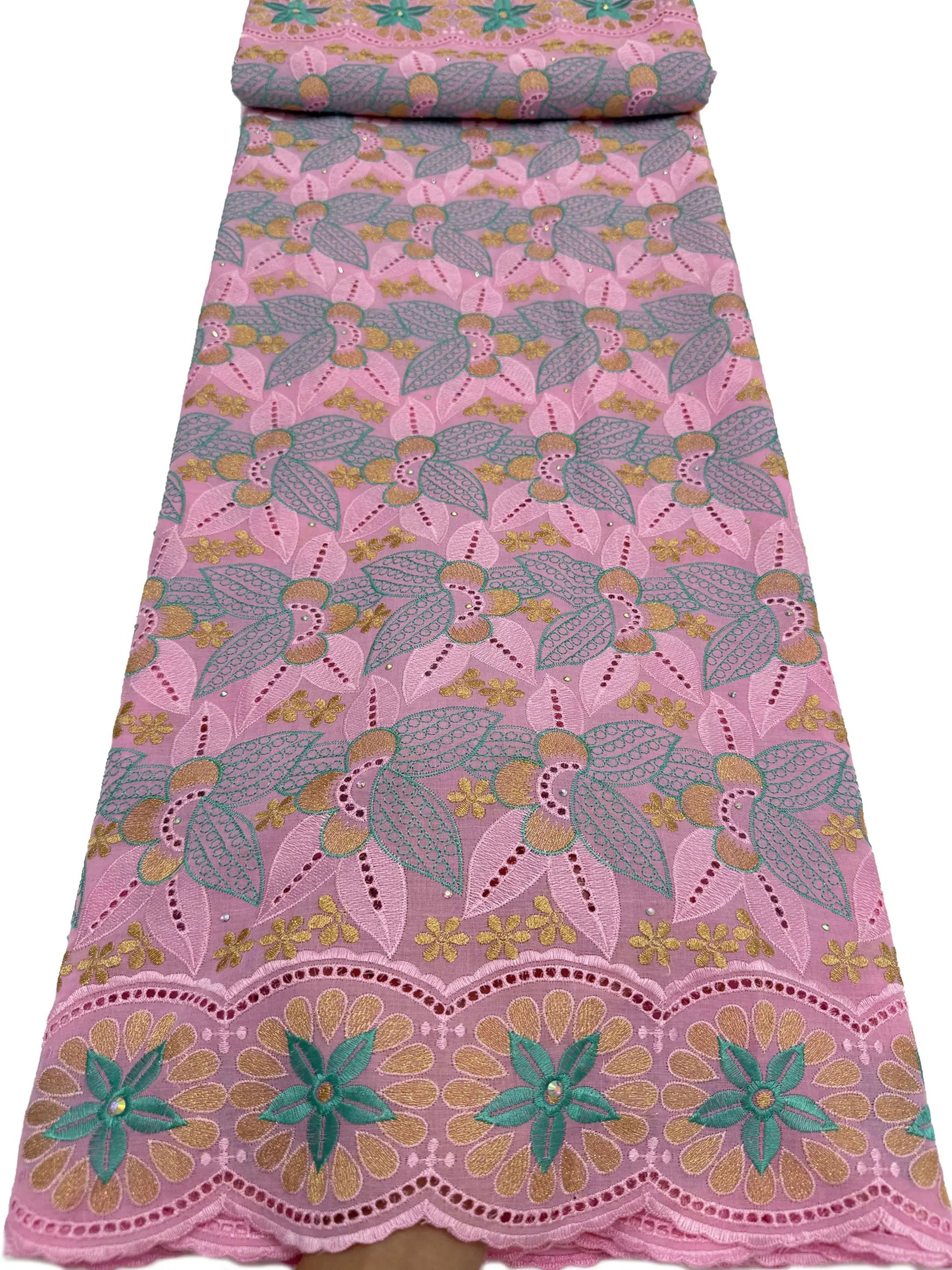 2026High Quality Swiss Voile Cotton Lace Fabric 5 Yards African 3D Flower Embroidery Lace For Wedding Evening Party Dress Sewing