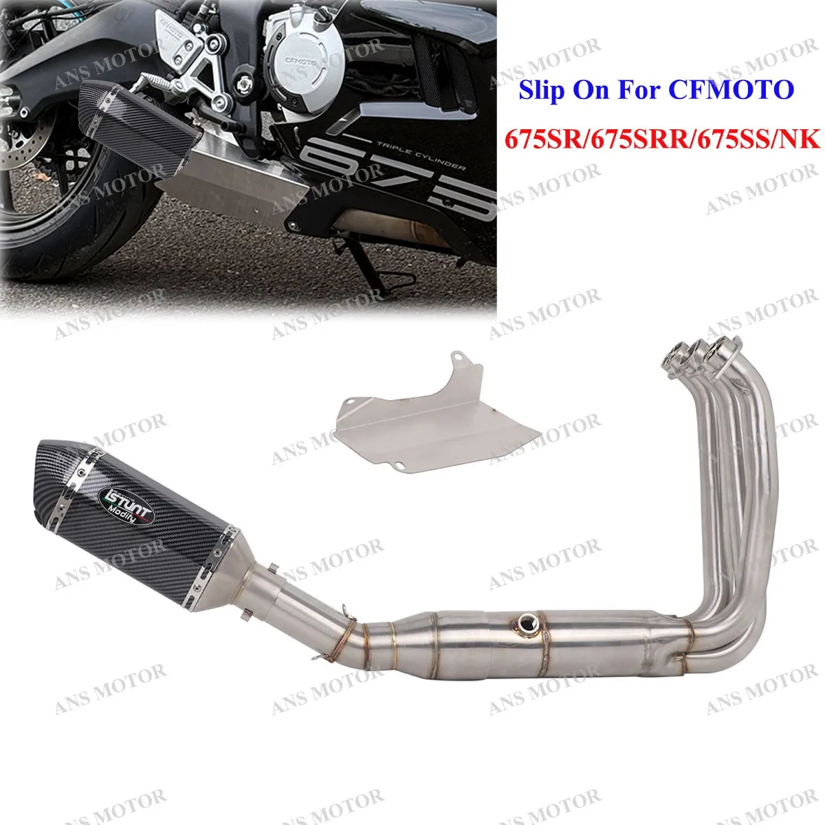 

Slip On For CFMOTO 675SRR 675SR 675NK Motorcycle Exhaust Escape Full System 675SRR Exhaust 310MM Tail Pipe