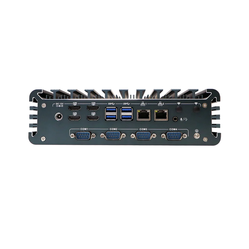 Ordinateur industriel sans ventilateur HUNmersible, Mini PC, IPC, Feat 12, I5, I7, 4 x HDMI, 2 x LAN, 4 x COM, COM1, 2 pour RS232, RS485,TPM2.0