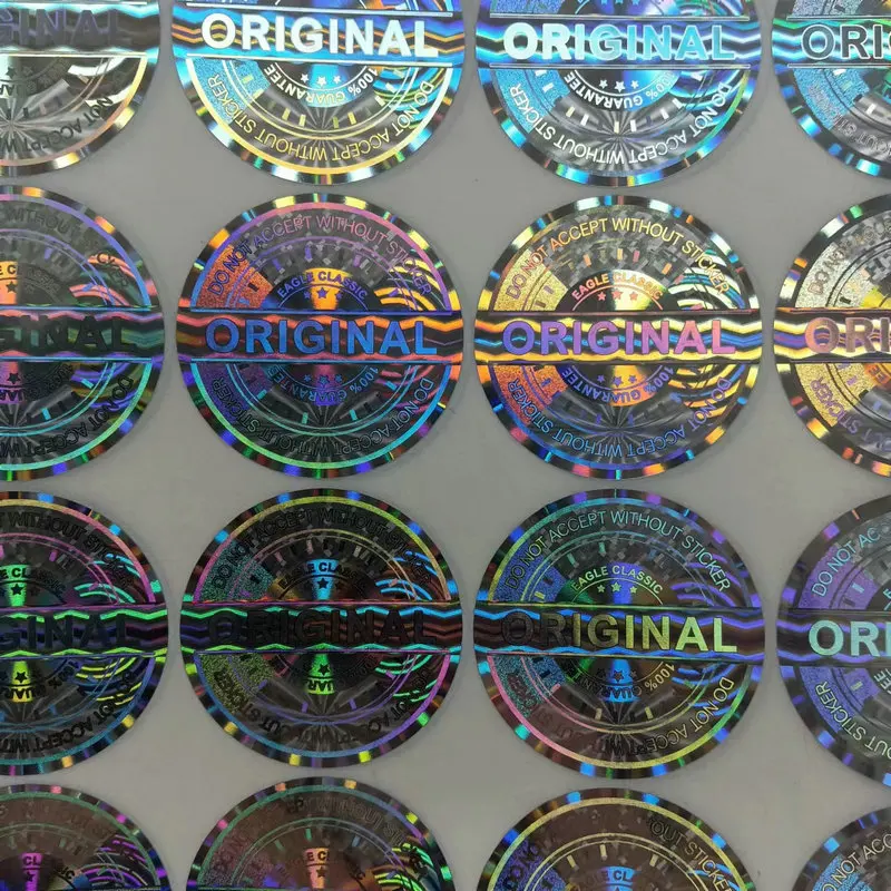 30X30mm Silver Original Authentic Sticker Tamper-proof Security Seal Holographic Sticker Laser Anti-counterfeiting Sticker