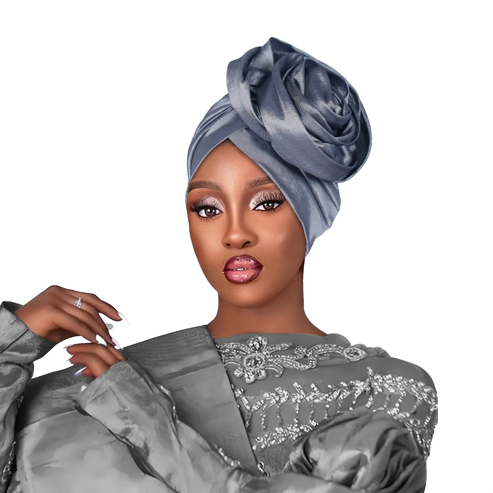 

Индийская шляпа с цветком, тюрбан, химиотерапия, мусульманский женский хиджаб, африканский головной убор, Auot Gele, повязка на голову от выпадения волос, шапочка-бини Turbante Mujer