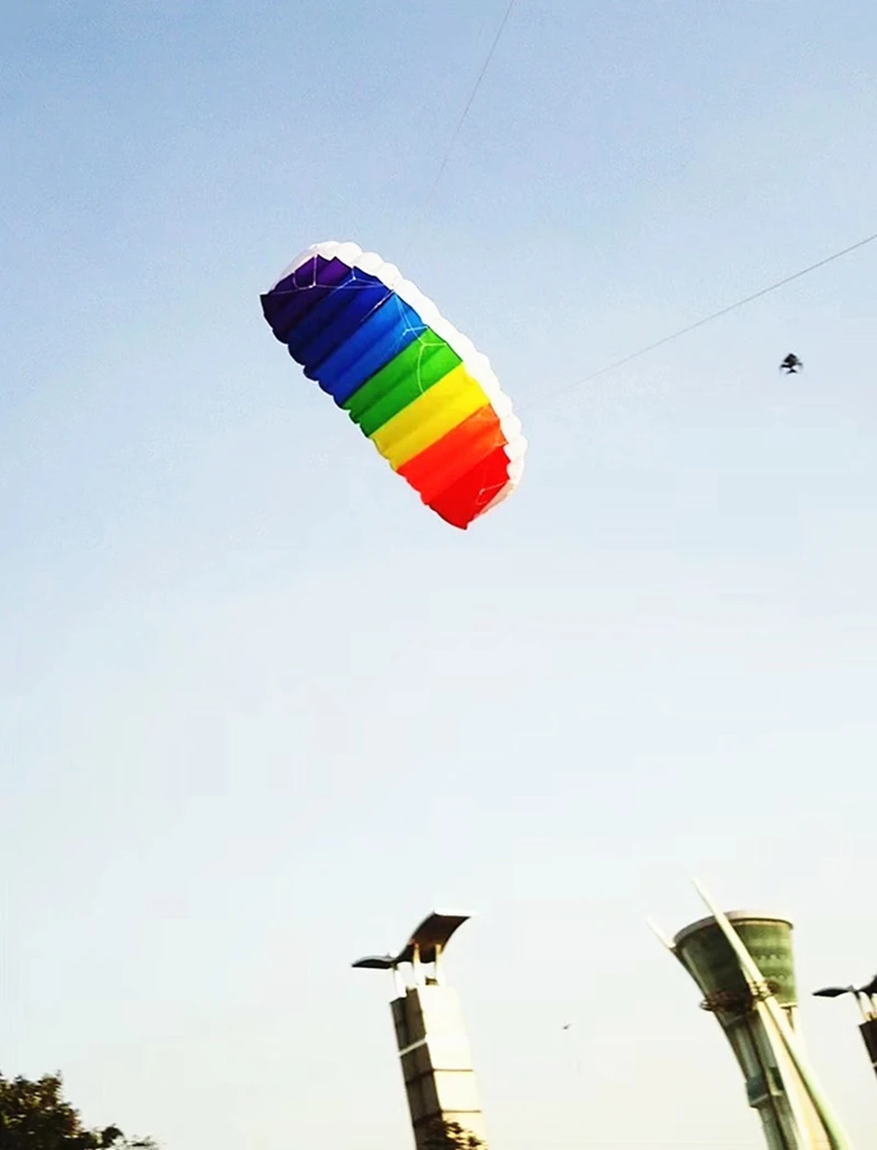 Latawce kitesowe 150 cm, dwuliniowe, akrobacyjne, tęczowe, fabryczne, spadochrony, dmuchane zabawki, latawce plażowe, zabawki na zewnątrz, do basenu.