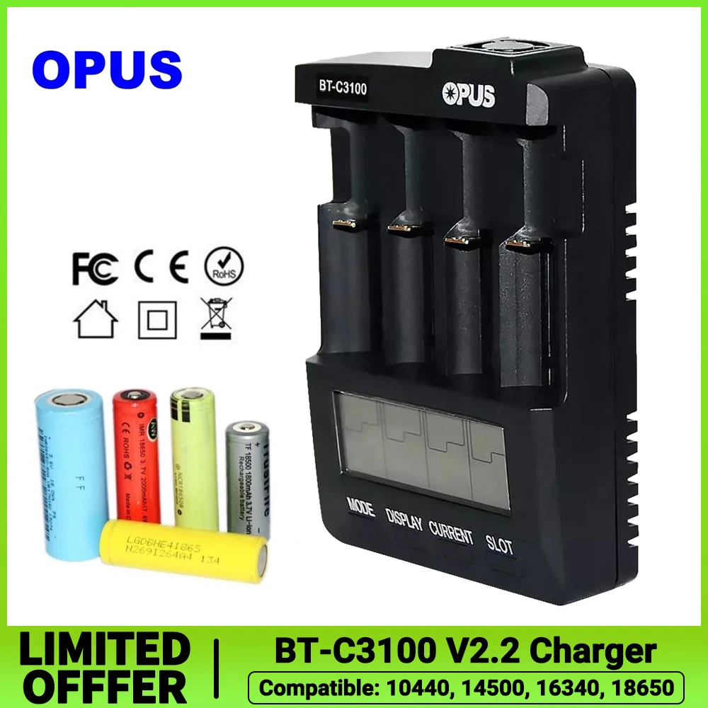 BT-C3100 V2.2 Chargers Display Screen 4-Slot Recharge Devices Short-circuit Protection Equipment for Li-ion Ni-Cd Ni-MH