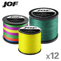 JOF X12 Braided Fishing Line 1000M 500M 300M 12 Strands MultiColor Multifilament Saltwater PE Line 33 42 55 65 90 103 150LB