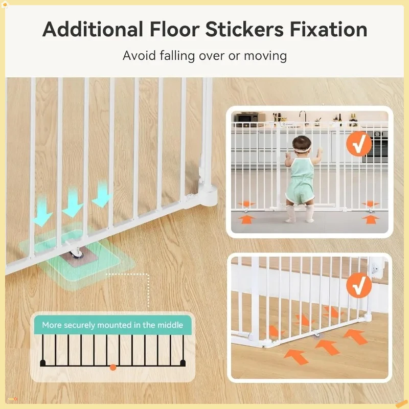 80" Extra Wide Auto Close Pet Gate, Walk Through Dog Gate for Babies & Pets, Stairs/Doorway Safety