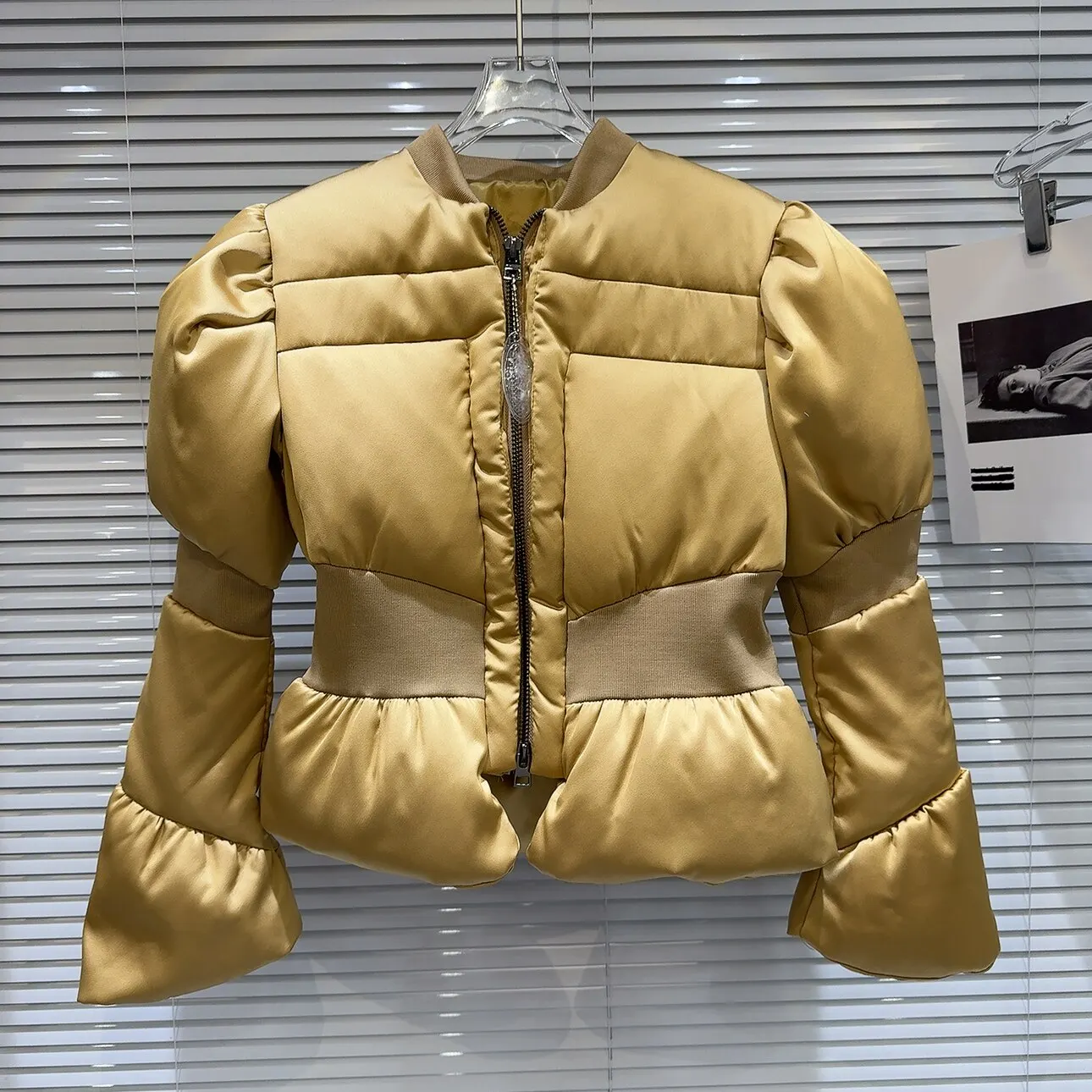 DEAT 2026 Winter New Items Fashion Women's Thread Waist Design Warm Jacket Casual Solid Color Zipper Cotton Padded Coat 11A01161