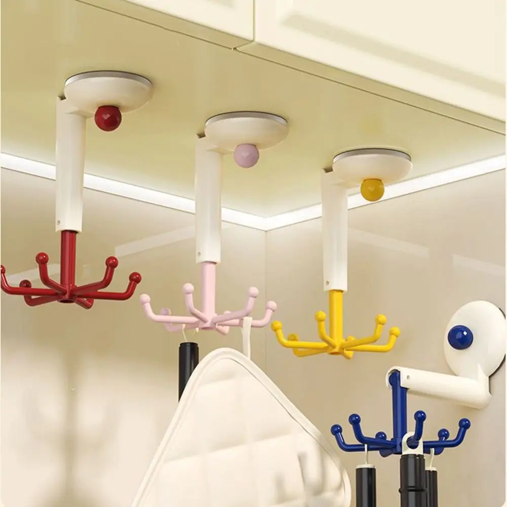 

360° Rotating Dopamine 6 Claw Hook Wall Hanging Reusable Suction Cup Hook Easy Installation Punch-free Wall Mounted Hanger
