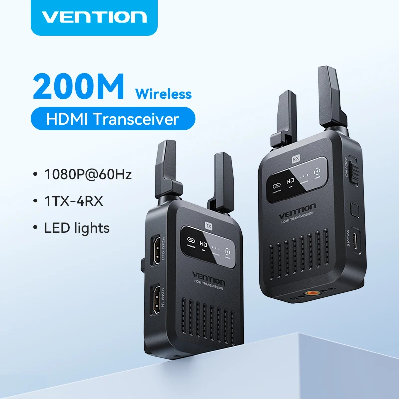 

Vention HDMI Wireless Extender Kit Video Transmitter and Receiver Supported with NP-F Series Batteries for Photography Camera