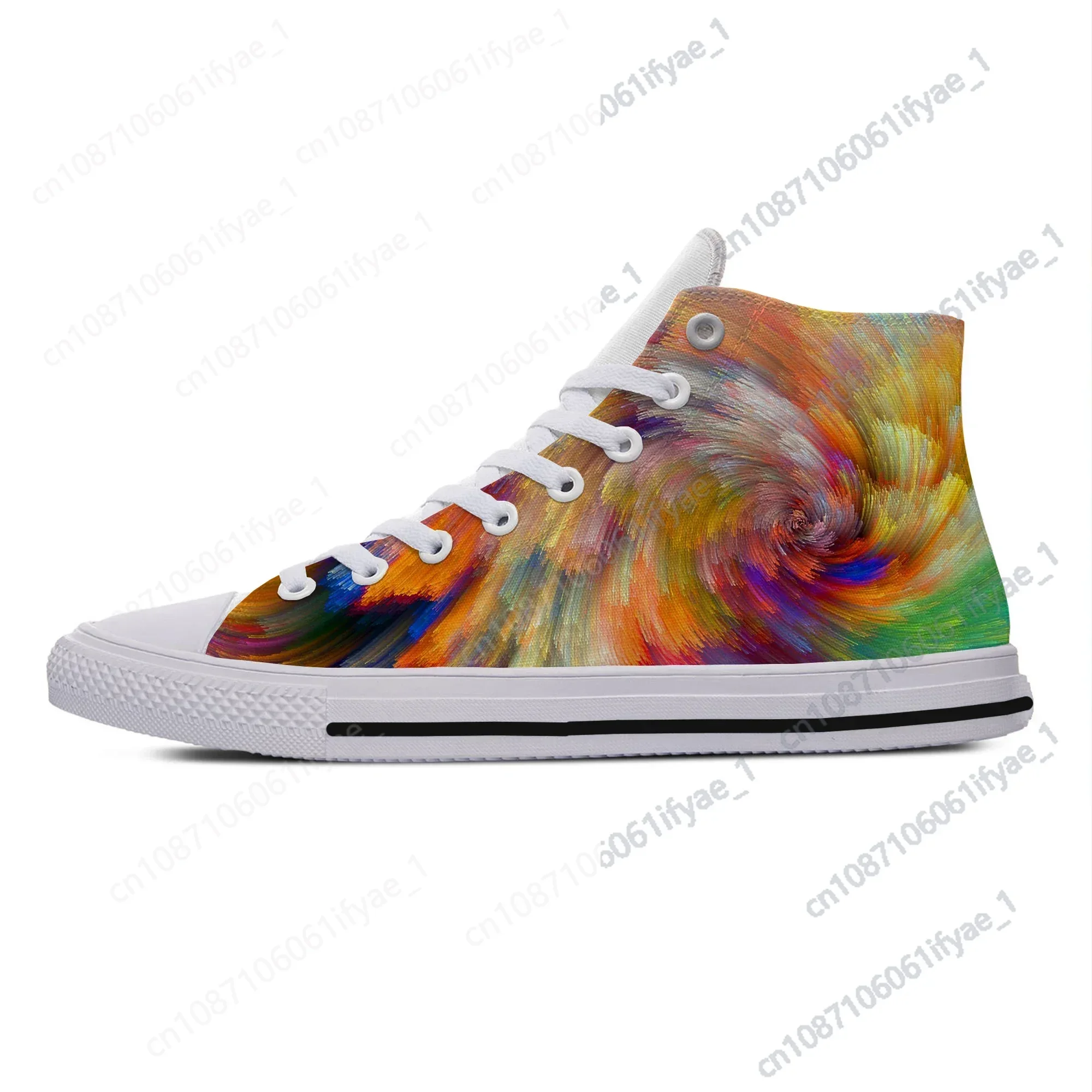 Abstract Summer Multicolor Waves Digital Art New Arrive Lightweight High Top Canvas Shoes Men Women Casual Breathable Sneakers