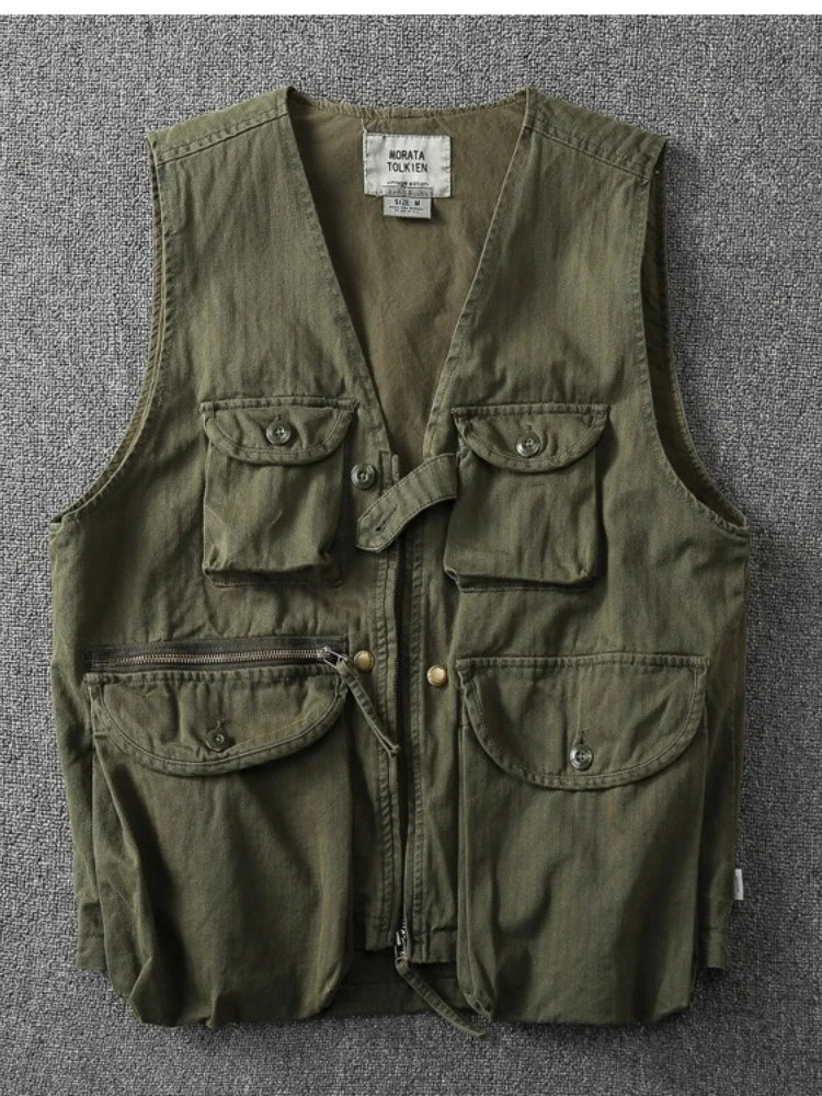 Military Camo Tactical Vest for Men Multi-Pocket Utility Cargo Fishing Vest | Outdoor Hunting Combat Sleeveless Workwear Jacket