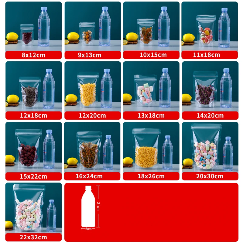 StoBag Clear Frosted Food Packaging Ziplock Bag Transparent Stand Up Sealed Storage for Tea Nuts Candy Snack Reusable Pouch Logo