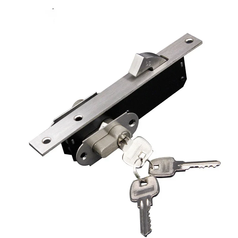 Sliding Door Lock aluminum alloy Window Locks Anti-Theft Safety Wood Gate Floor Lock With Cross Keys For Furniture Hardware