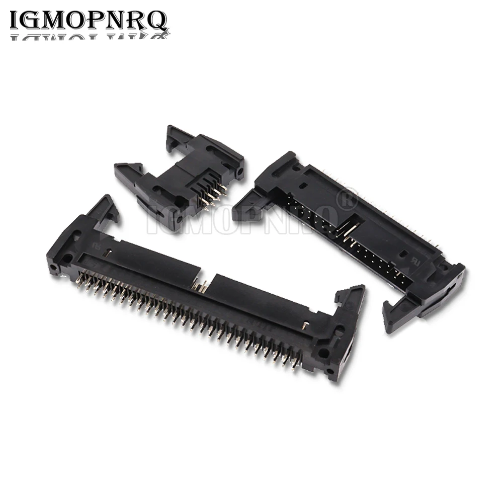 5 قطعة DC2 10/14/16/20/26/30/34/40/50 دبوس 2.54 مللي متر الملعب الزاوية اليمنى هوك القرن موصل مقبس لكابل الشريط المسطح IDC المقبس #1