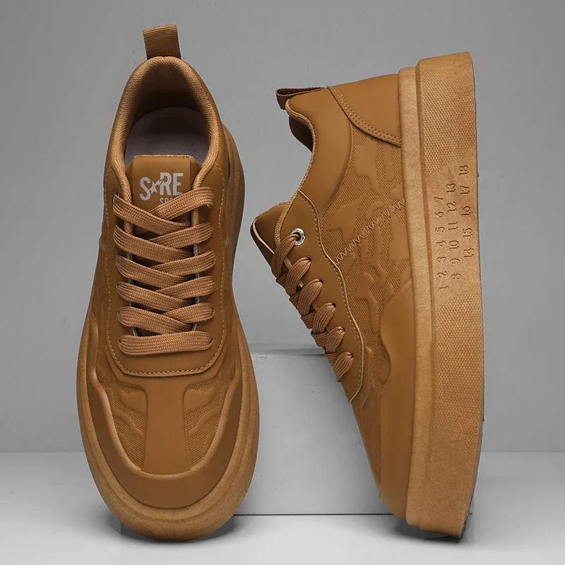 

Men Fashinable Increase Breathability Platform White Shoes Sports Casual Shoe New Korean Version Printed Men Skateboarding Shoes